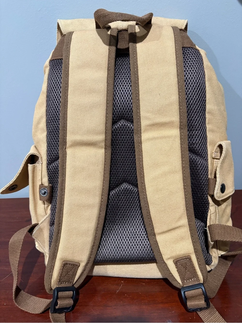 Men's Canvas Drawstring Backpack  in Khaki